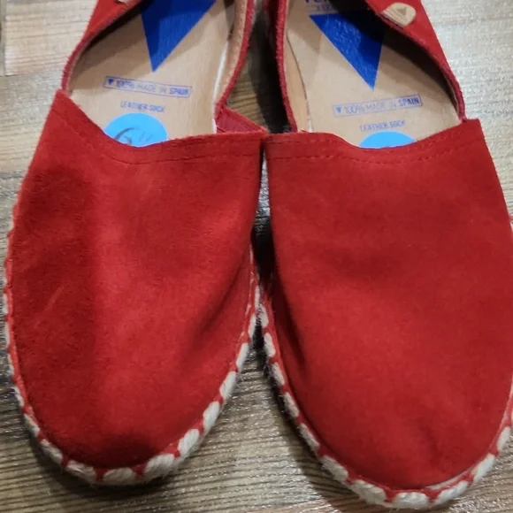 Verbenas Europe Red Suede Espadrilles Flats Boho Casual Spring 6.5 Preppy Comfy - Picture 6 of 6